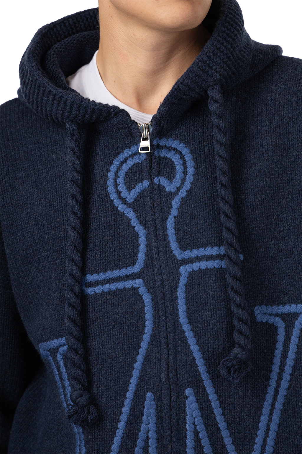 JW Anderson - Anchor Emroidery Zipped Hoodie -Steel Blue